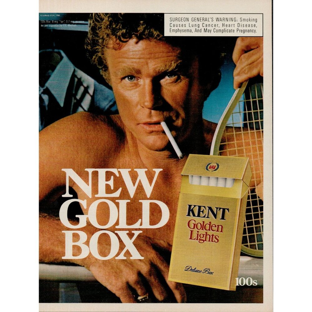 1985 Kent Golden Lights 100s cigarettes Vintage Print Ad (L20)